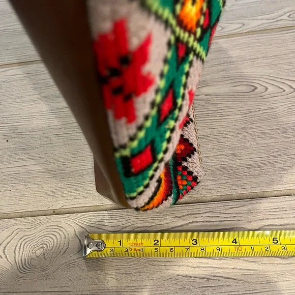 Colorful Geometric Cross-stitch Aztec Patterned Tote Bag with Brown Accents - Picture 11 of 14